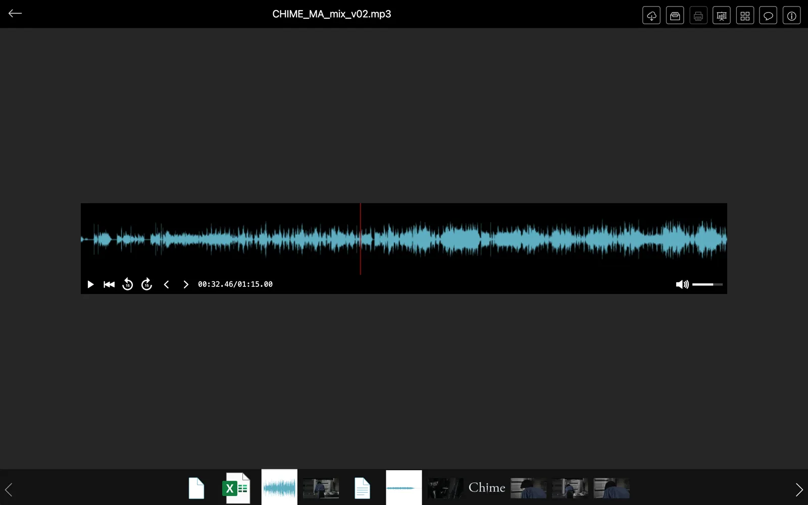 音声のプレビュー。波形が表示され、再生位置が分かる